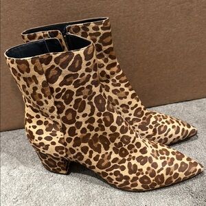 Dolce Vita Brown Tan Ankle Booties with Animal Print